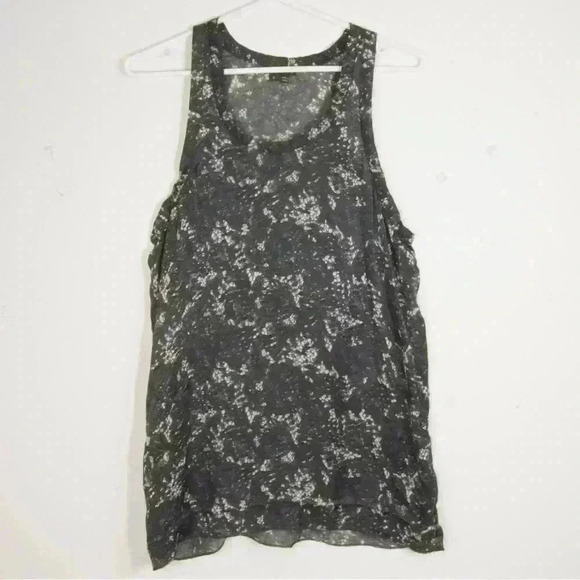 Theory Mayra Lace Print Silk Grey Tank Top - Picture 5 of 5
